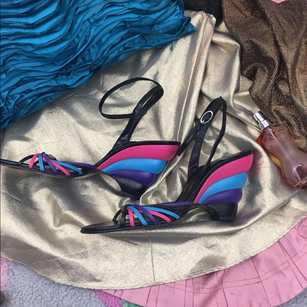 Paolo Santorno futuristic Strappy Wedge Sandals 10